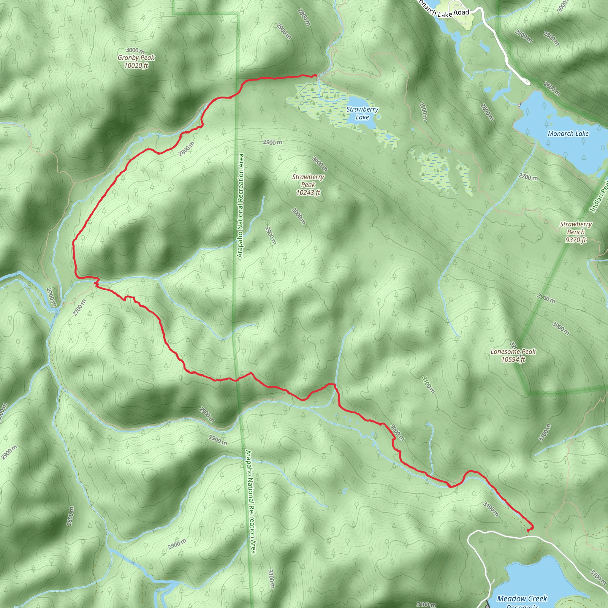 Strawberry Lake via Strawberry Creek Trail mobile static map
