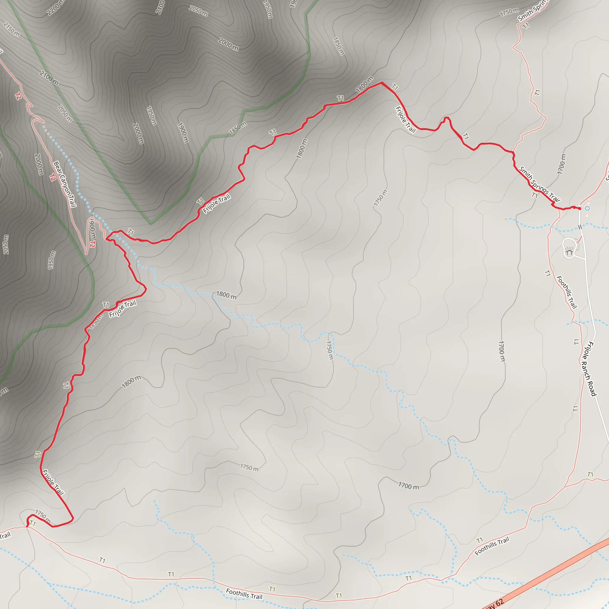 Frijole Trail mobile static map
