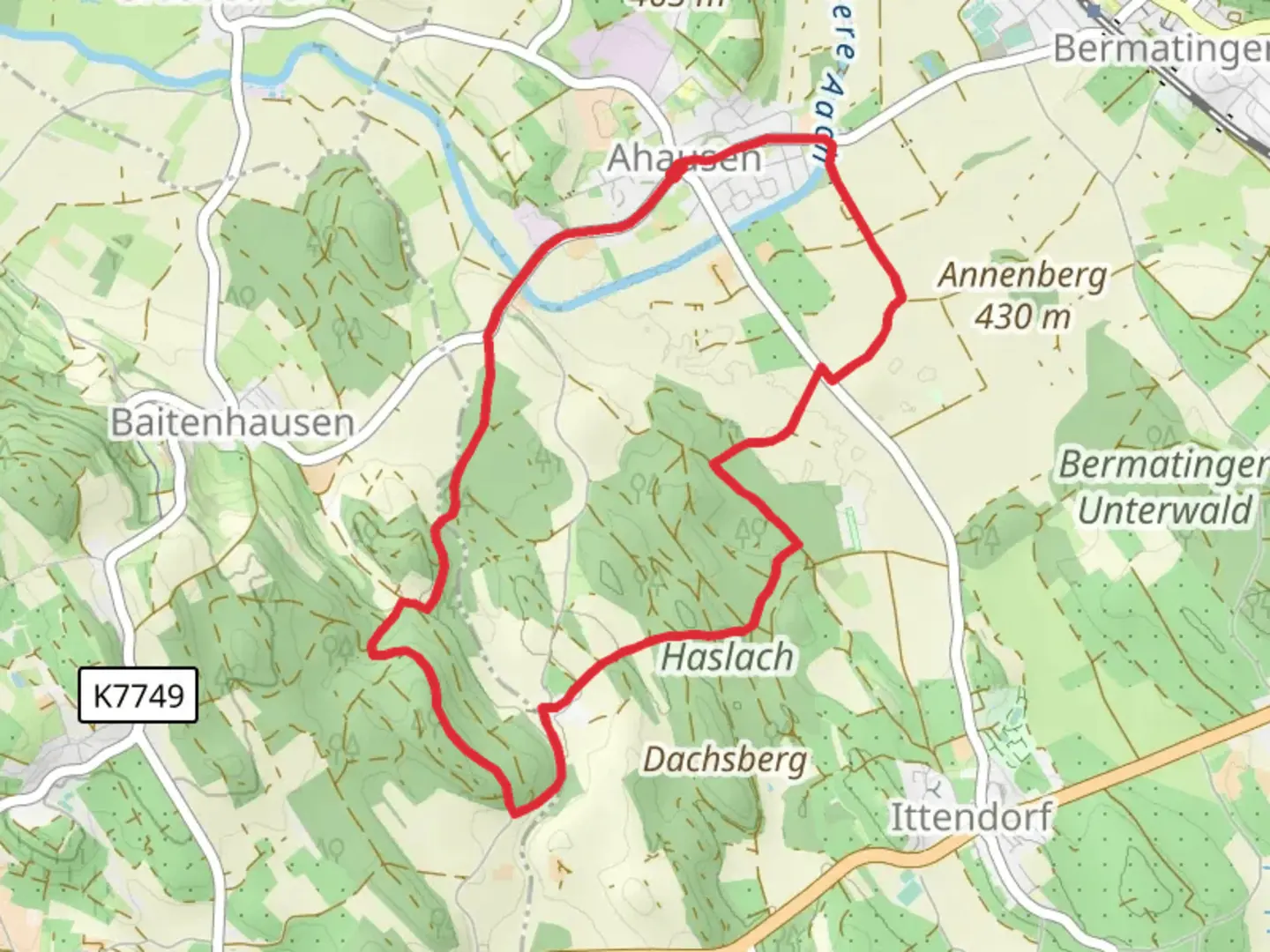 An image depicting the trail Rundweg A2 and its surrounding area.