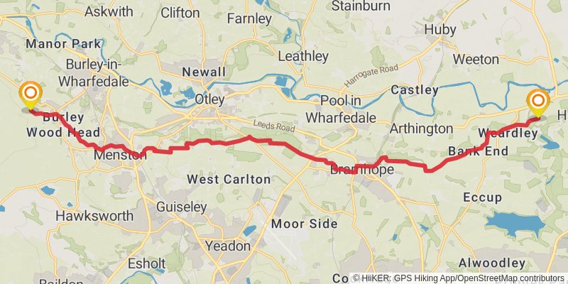 Lancaster to Ulleskelf Walk stage 6 Map