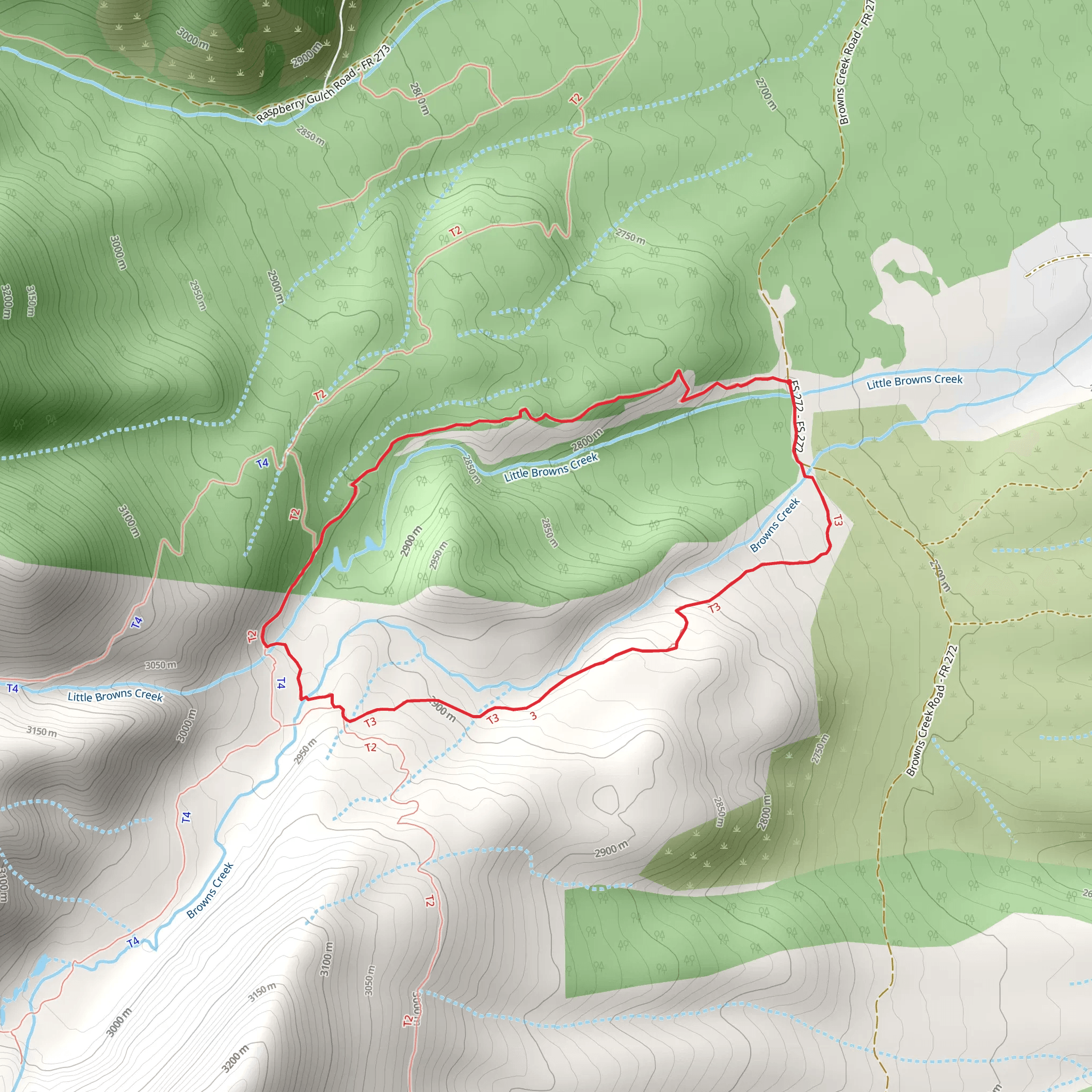 Browns Creek Trail and Wagon Loop Trail mobile static map
