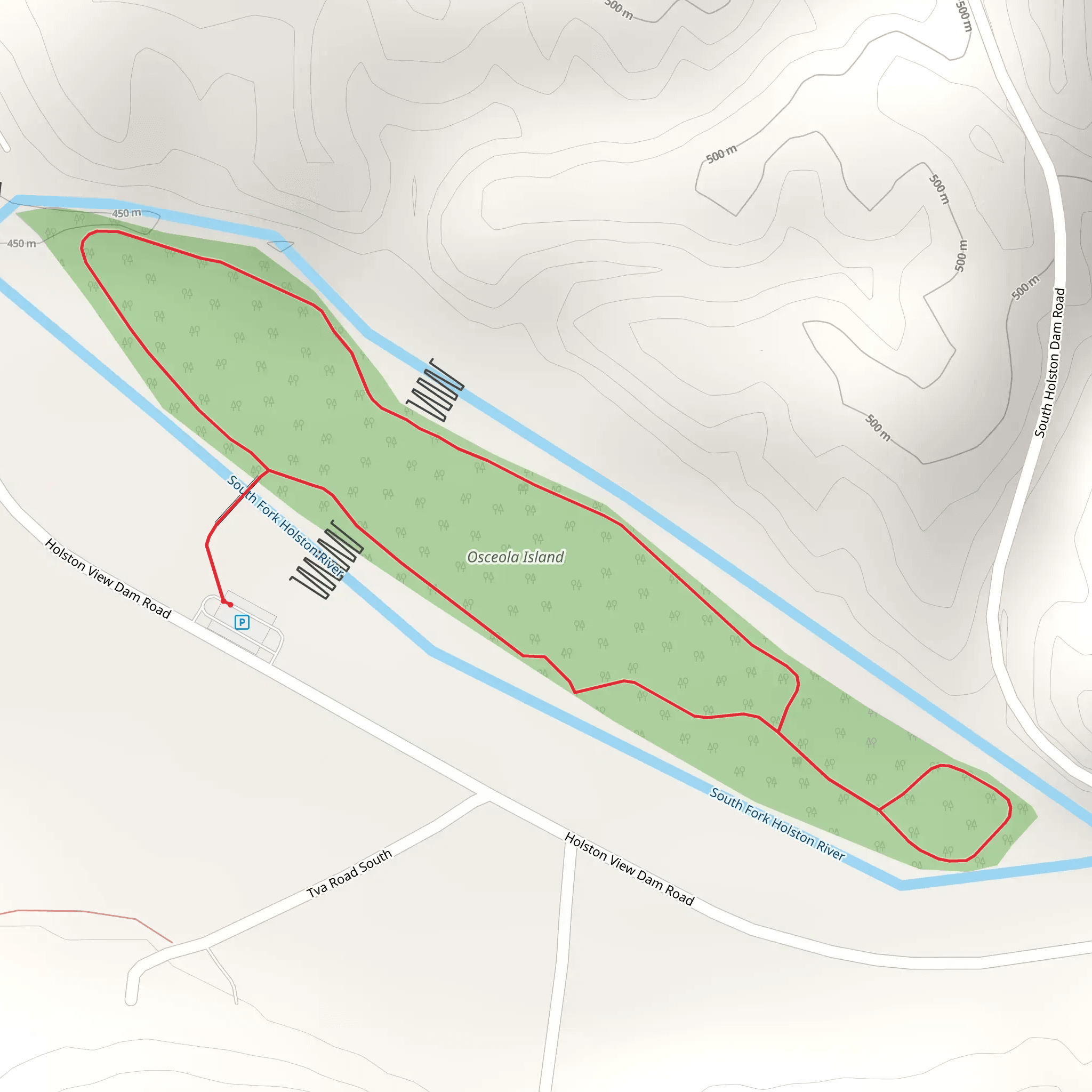 Osceola Island - South Fork Holston River Loop mobile static map