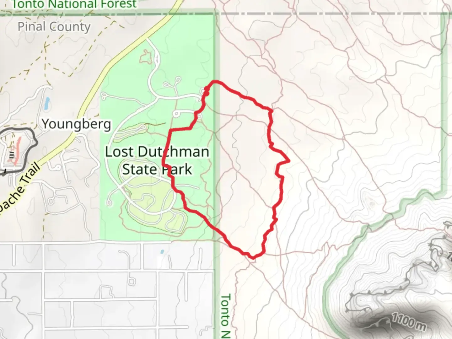 An image depicting the trail Treasure Loop and Siphon Draw Trail and its surrounding area.