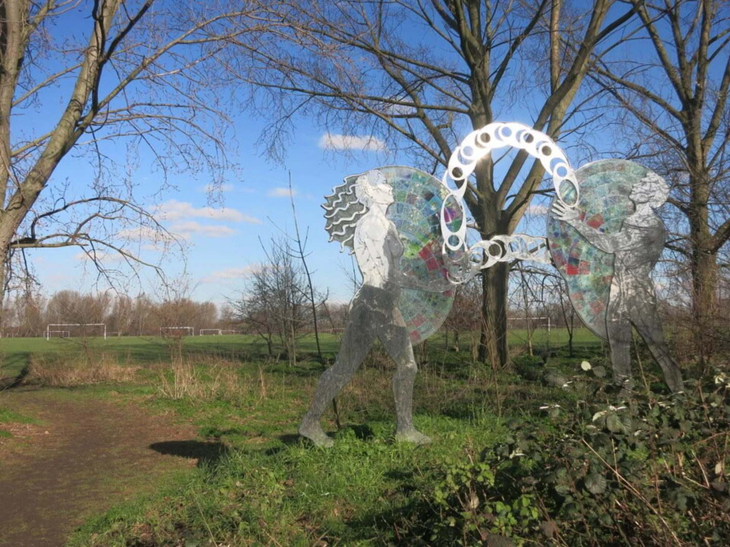 An image depicting the trail Hackney Marshes and its surrounding area.
