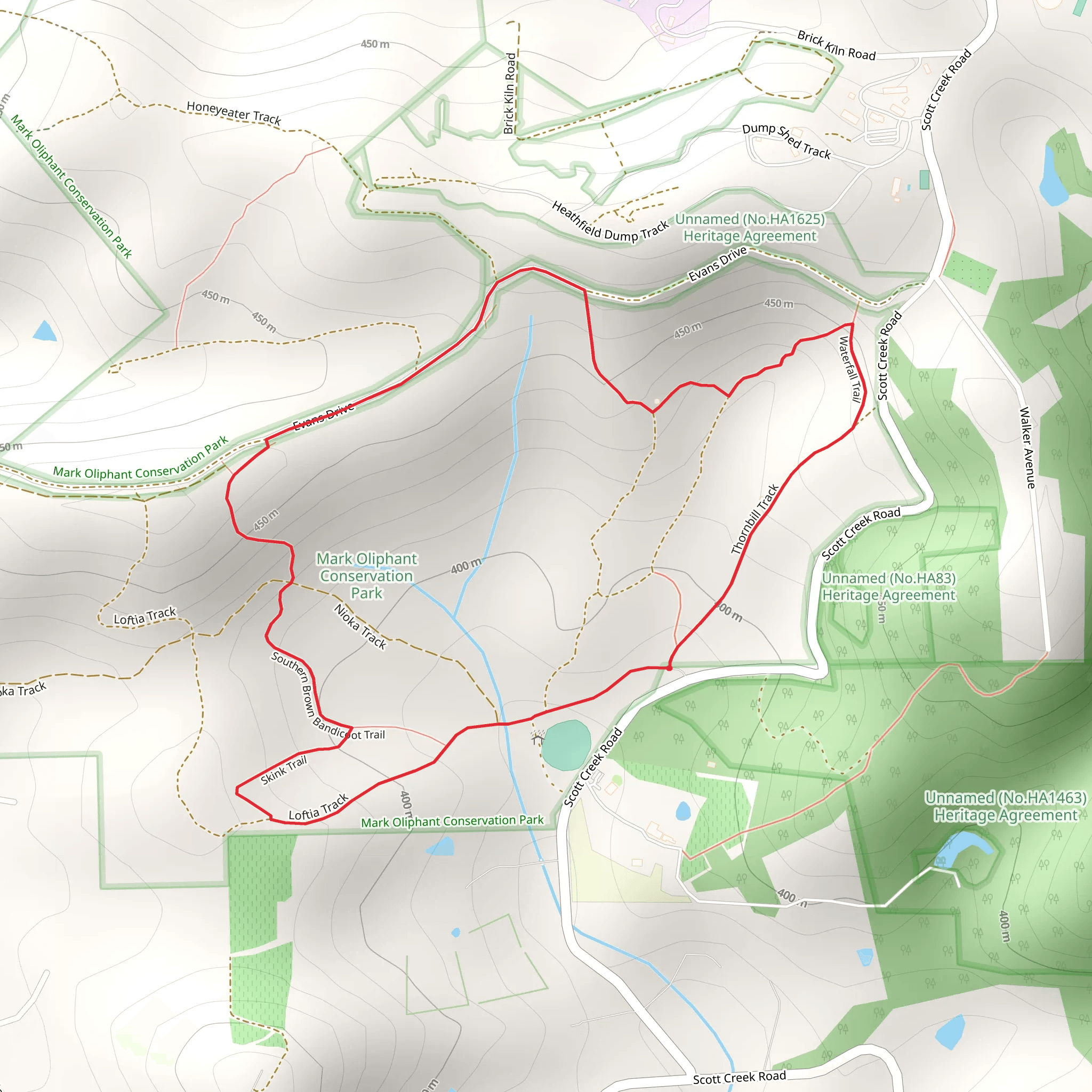 Loop of Mark Oliphant Conservation Park mobile static map