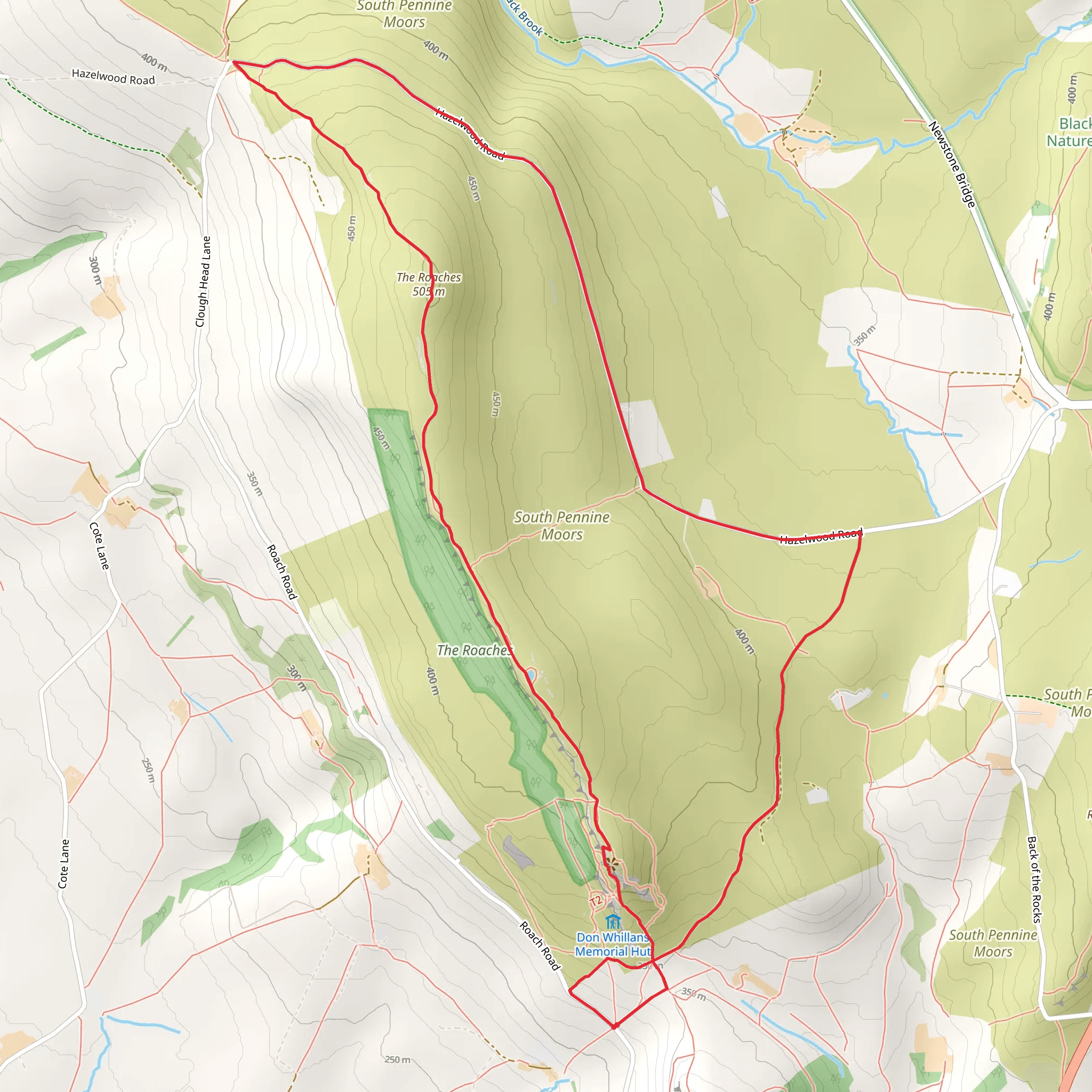 The Roaches short circular mobile static map