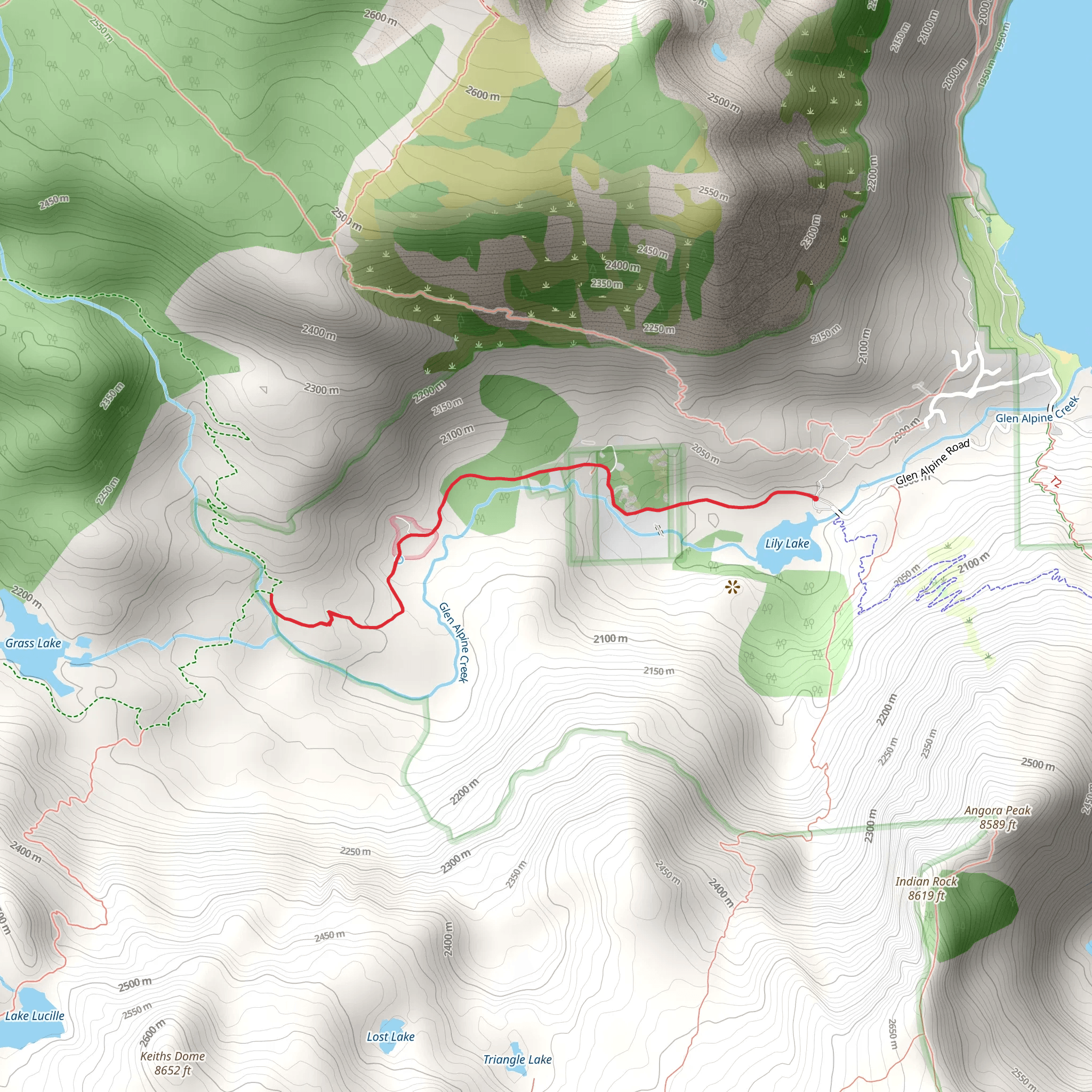 Glen Alpine Springs Road Walk mobile static map