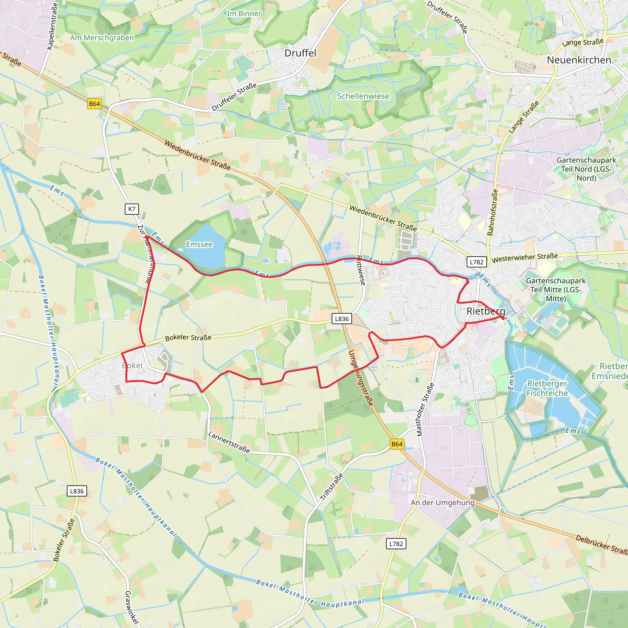 Emsee via Grafenschritte and Grenzweg mobile static map