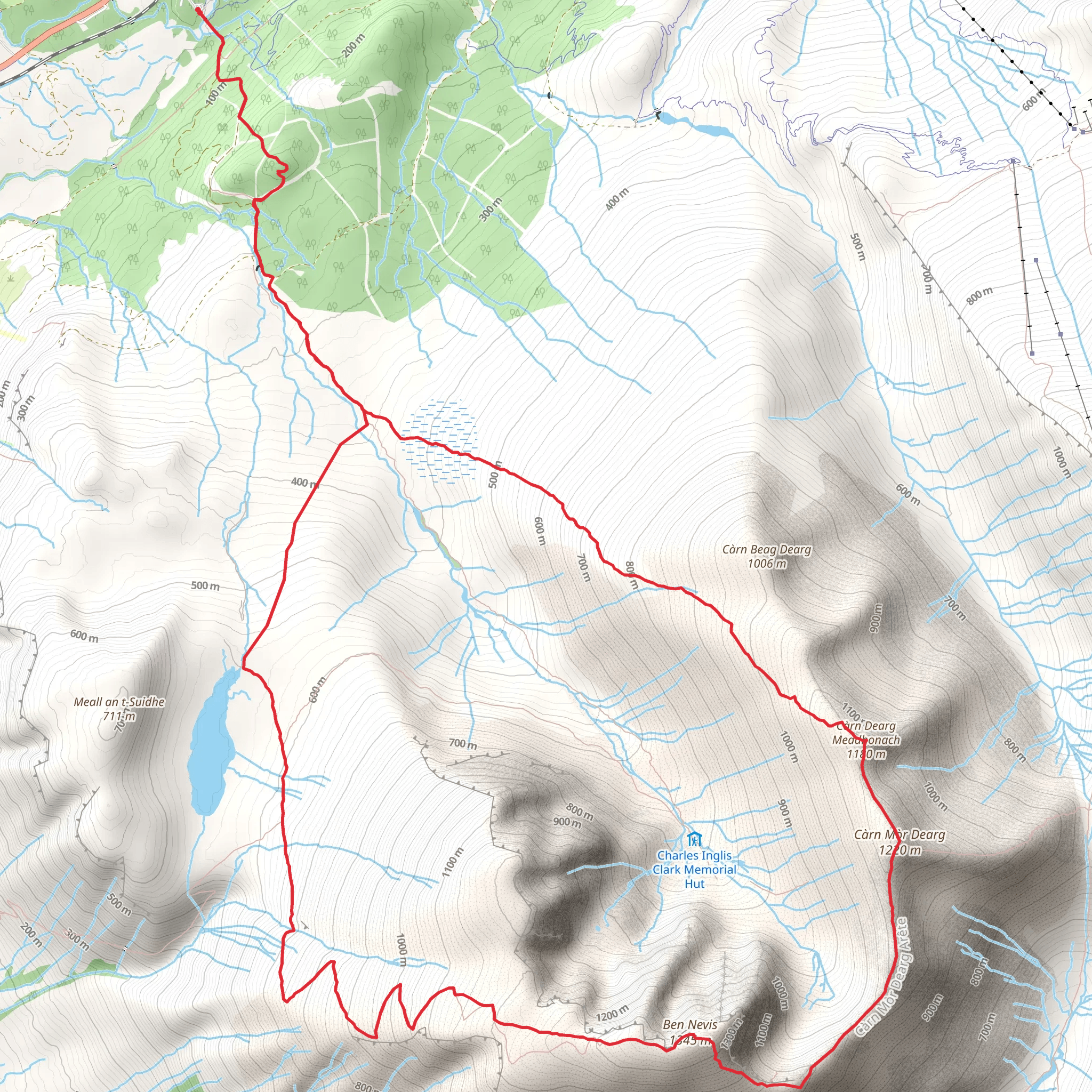 Ben Nevis by the Càrn Mòr Dearg Arête mobile static map