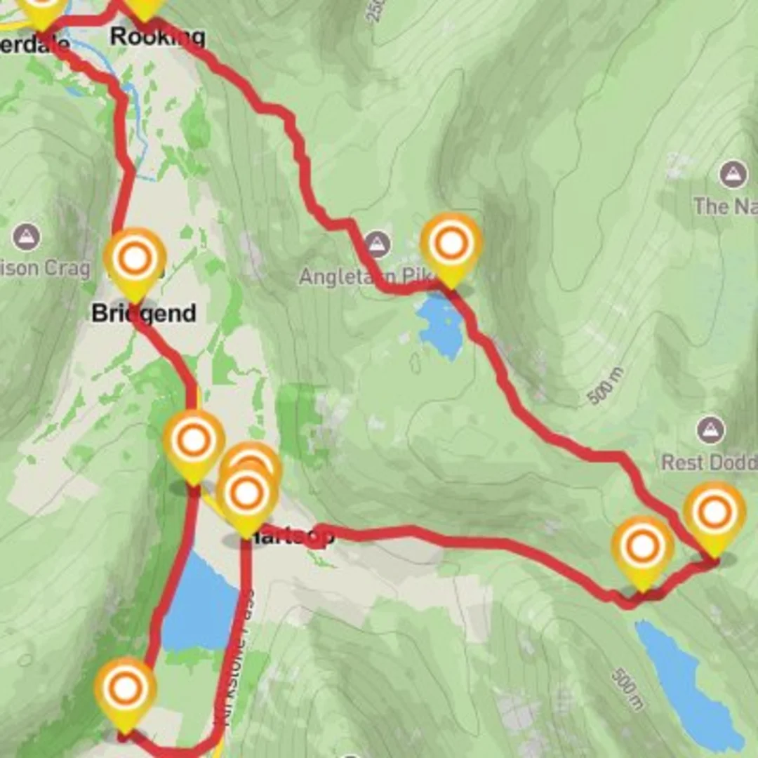 An image depicting the trail Wild Swimming Walks - Hayeswater, Angle Tarn and Brother's Water and its surrounding area.