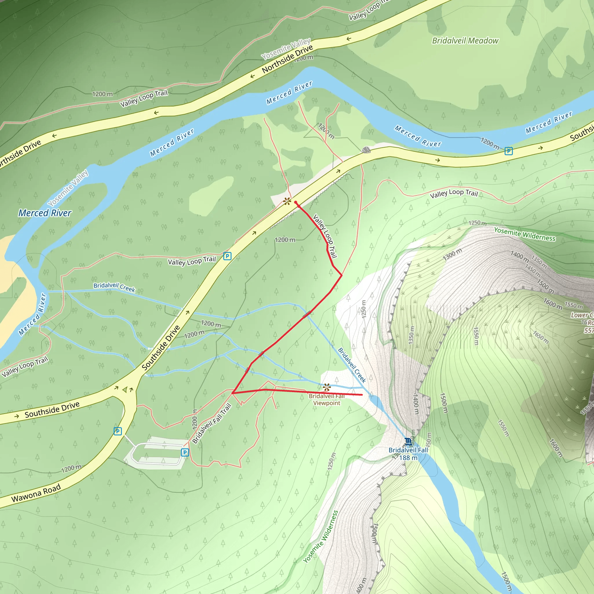 Bridalveil Fall mobile static map
