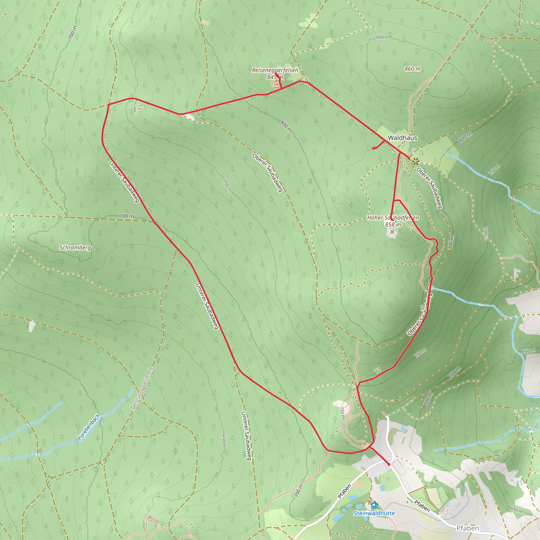 Zipfeltannenfelsen, Reiseneggerfelsen and Saudadfelsen Loop mobile static map