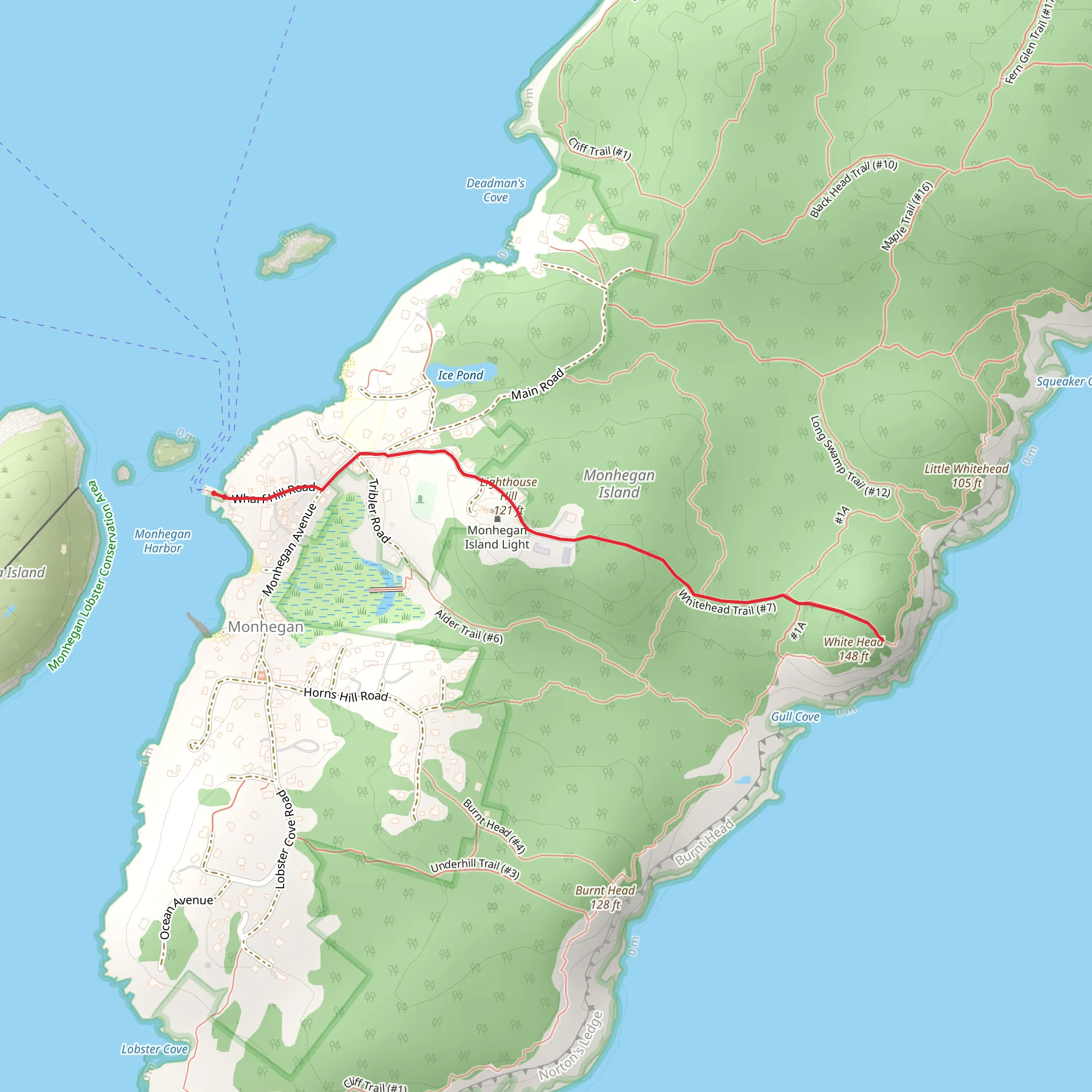 Lighthouse Hill and White Head Trail mobile static map