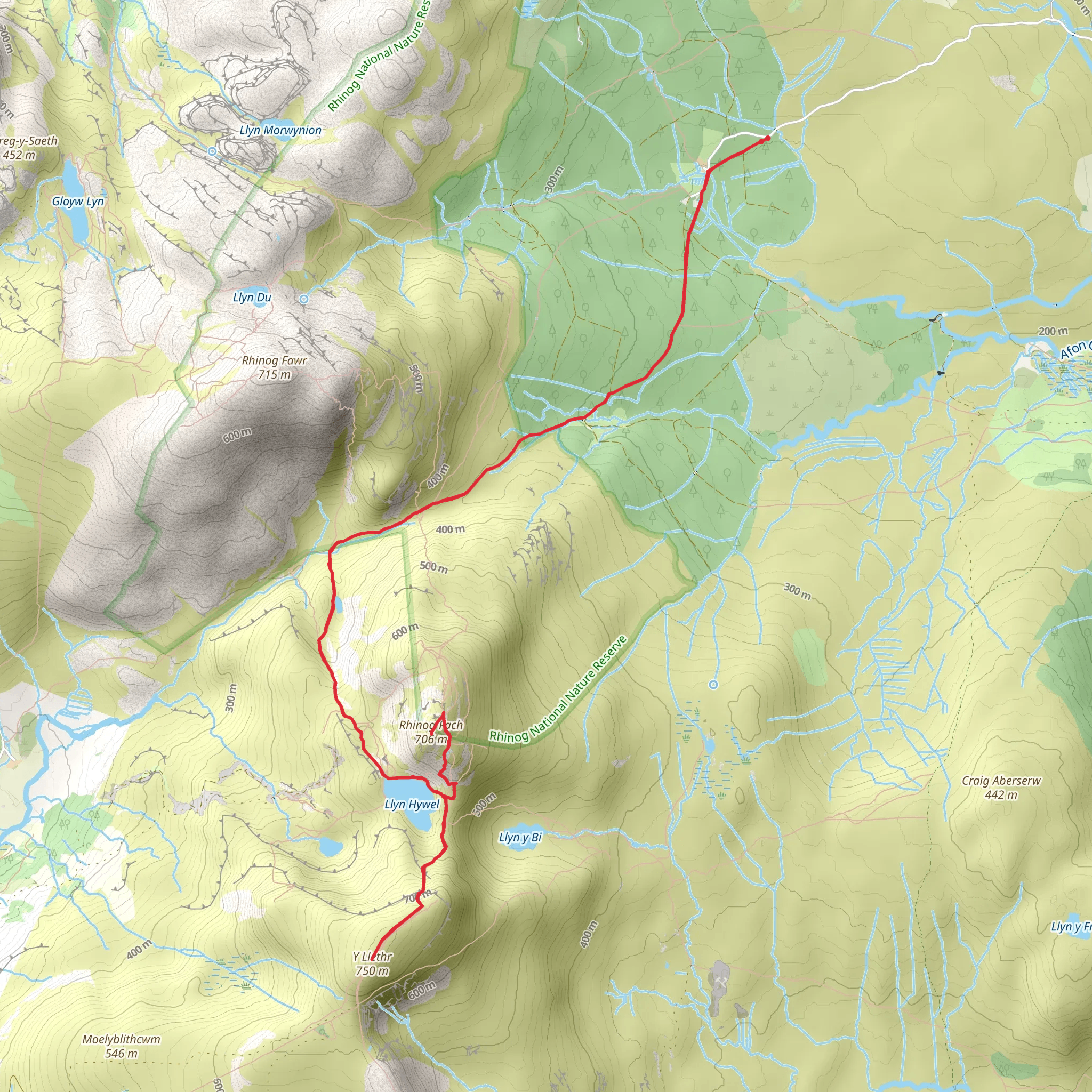 Rhinog Fach and Y Llethr from Craigddu Isaf mobile static map