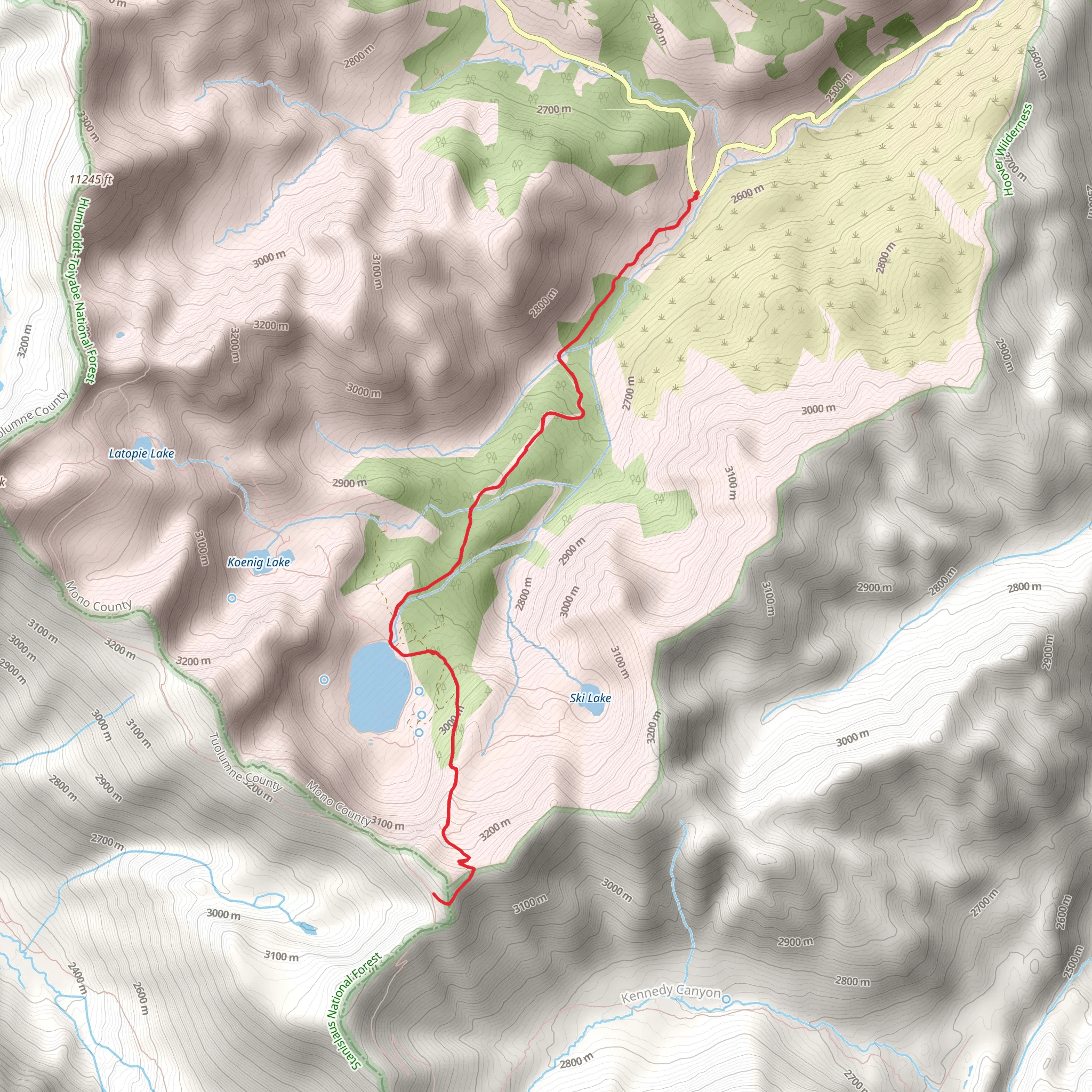 Leavitt Lake Trail mobile static map
