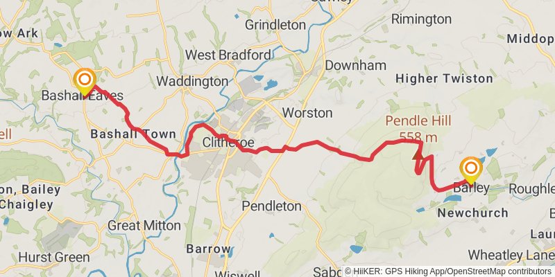 Pendle Witches Way stage 2 Map