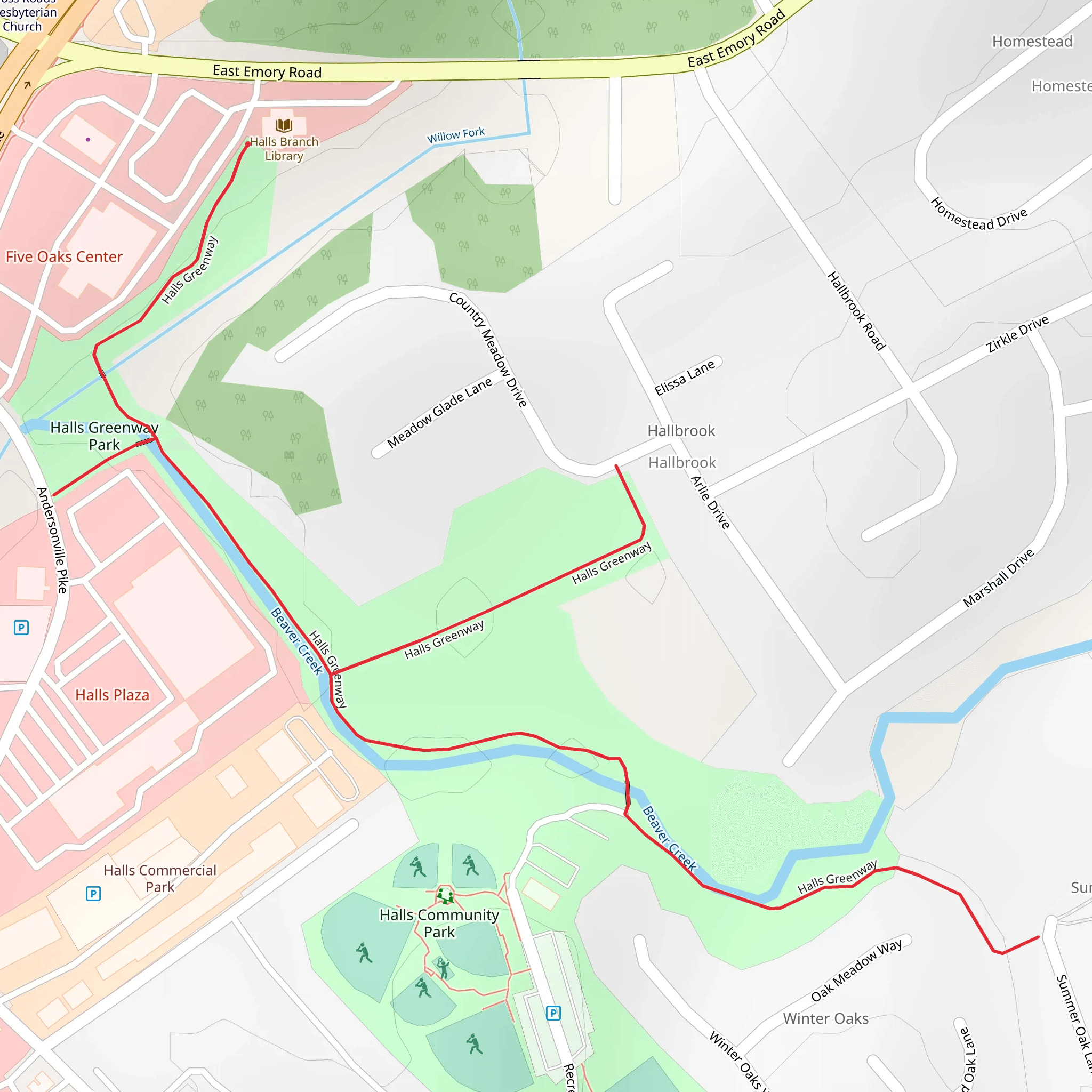 Halls Greenway mobile static map