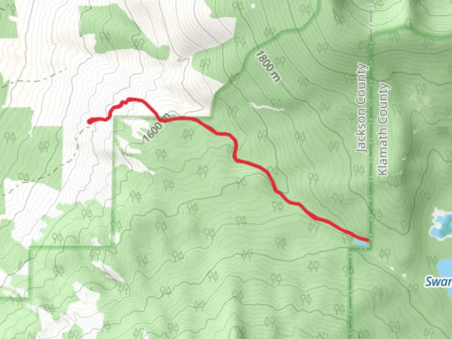 An image depicting the trail South Fork Fourbit Creek via Twin Ponds Trail and its surrounding area.