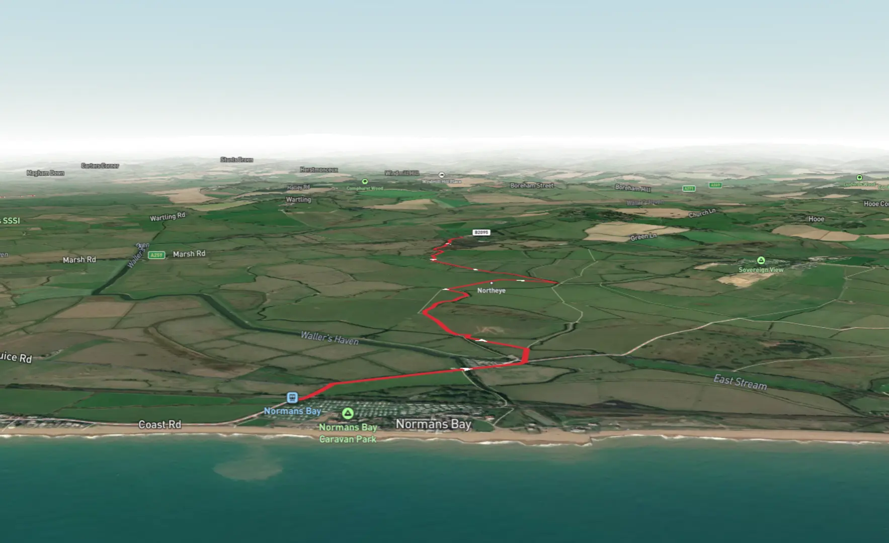 An image depicting the trail Normans Bay Walk and its surrounding area.