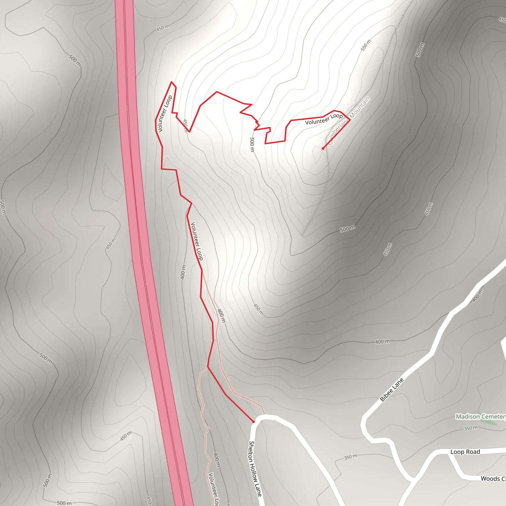 Cumberland Trail from Shelton Hollow Lane mobile static map