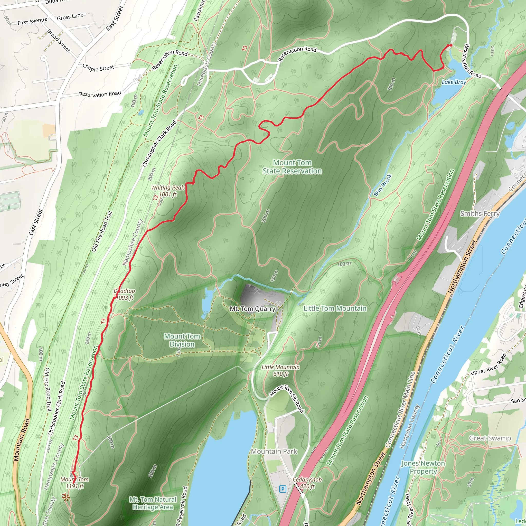 Mount Tom via Lake Bray Trail mobile static map