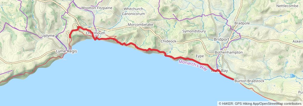 Jurassic Coast Walk stage 4 Map