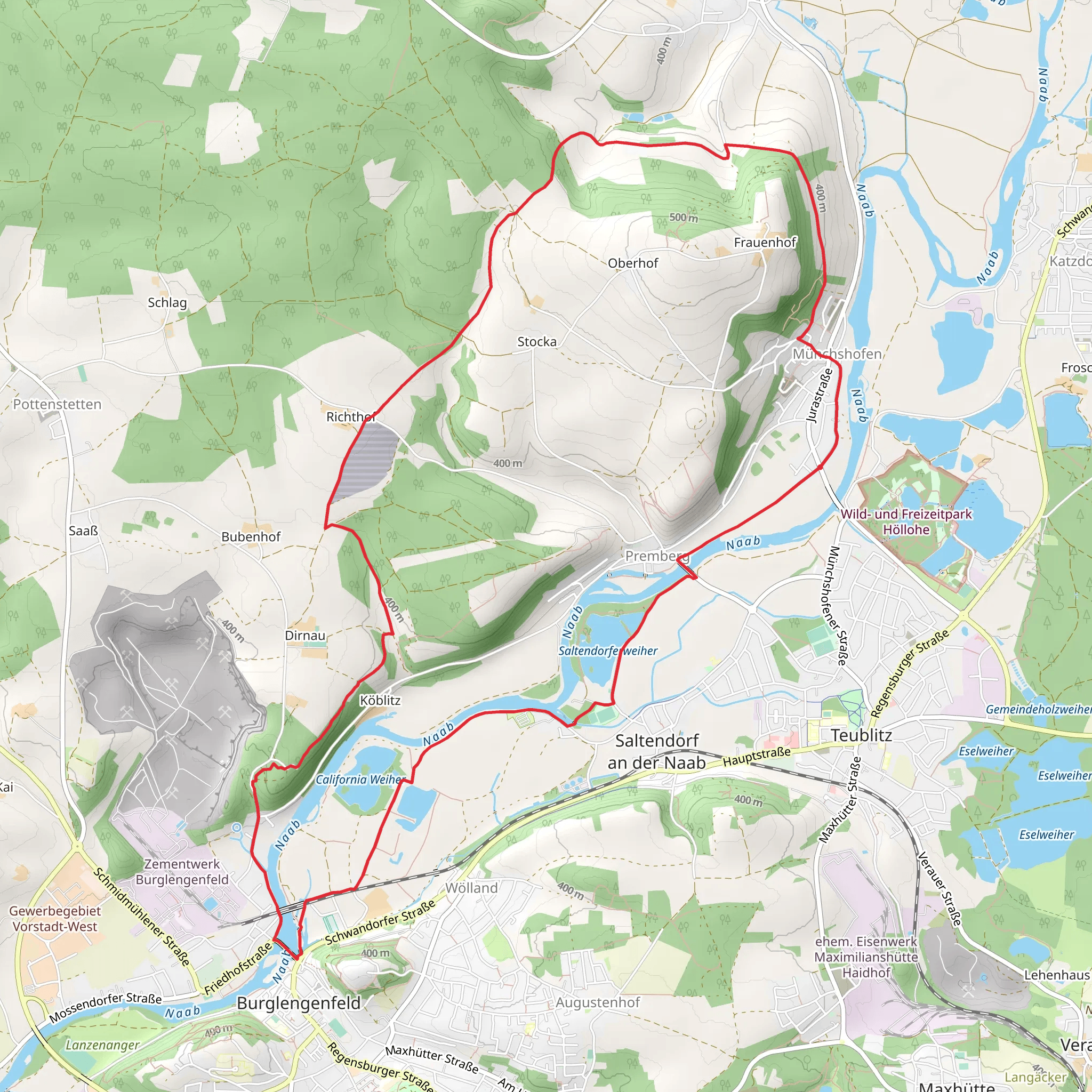 Naab via Staedtedreieck Rundweg and Scharzenfeld mobile static map