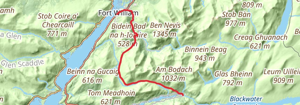 West Highland Way 4-Day Challenging Tour (Hillwalk Tours) stage 2 Map