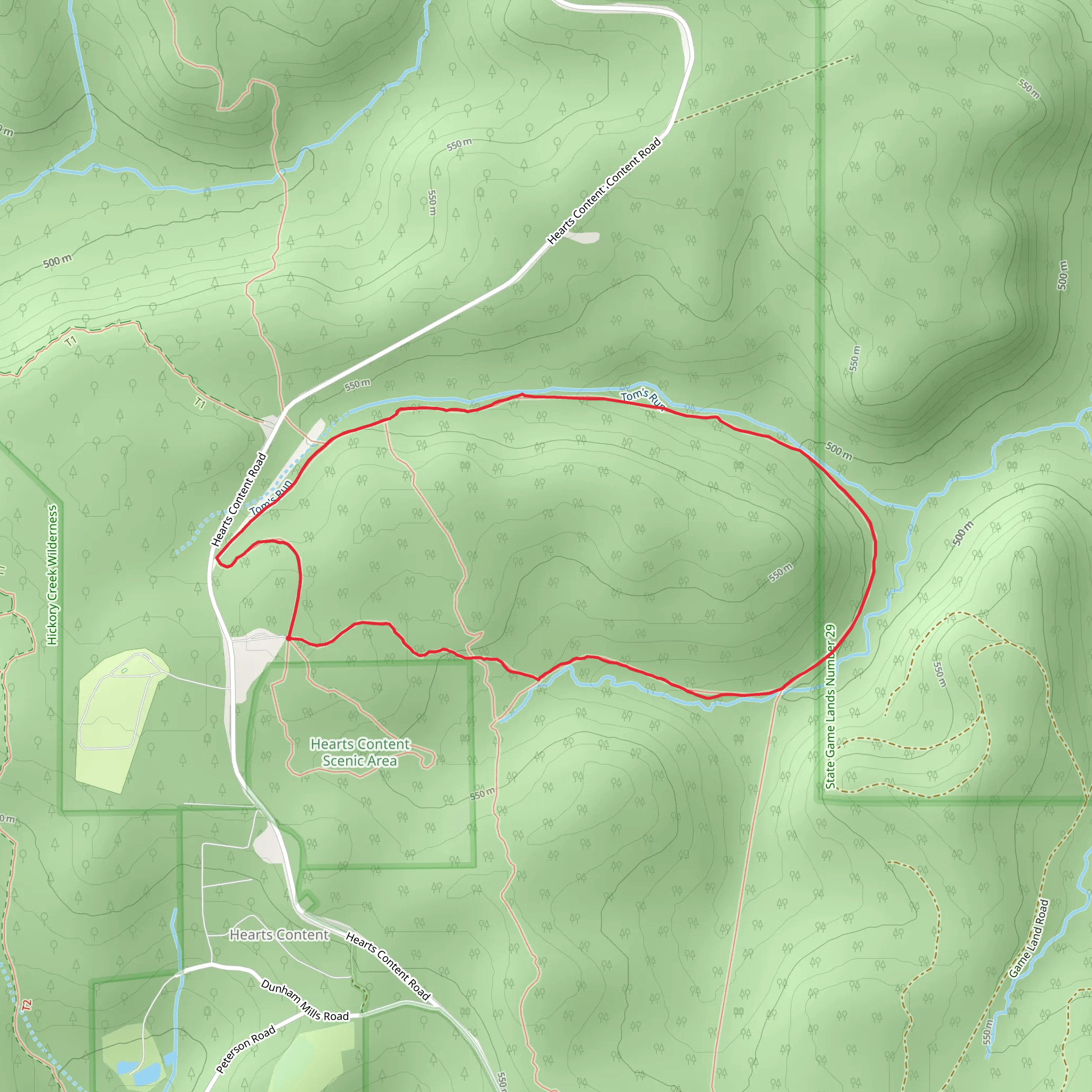 Hearts Content - Tom’s Run Trail mobile static map