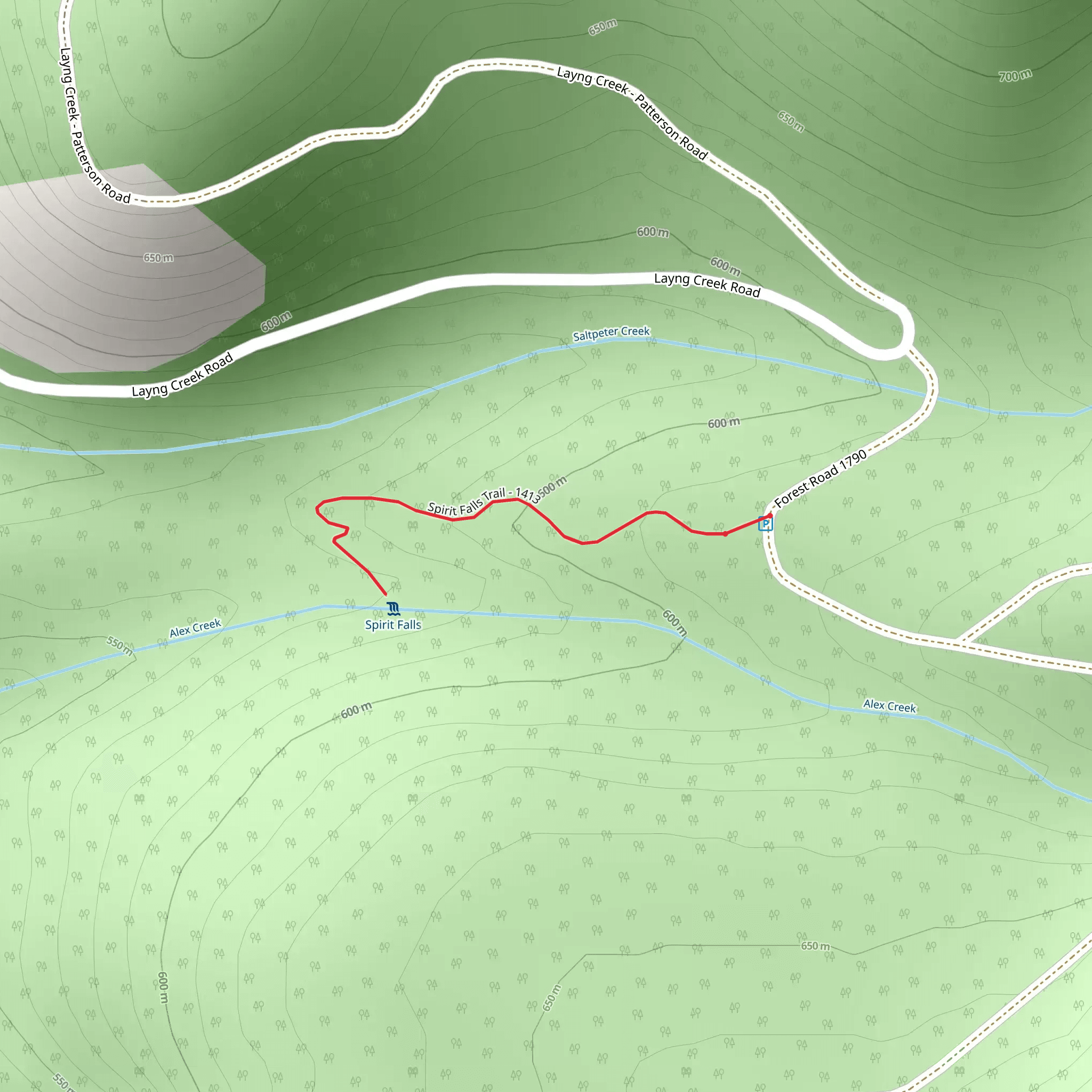 Spirit Falls Trail mobile static map