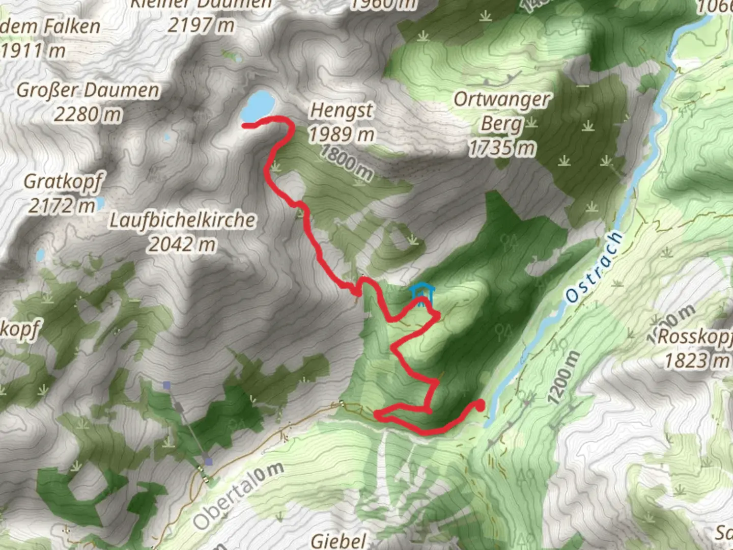 An image depicting the trail Engeratsgundsee Walk via Untere Schwarzenbergalpe and its surrounding area.