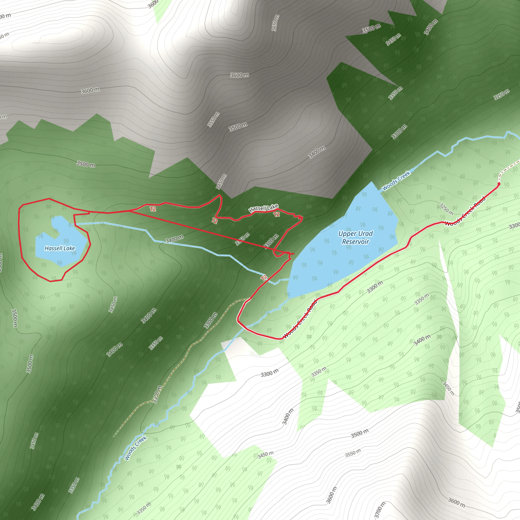 Hassell Lake and Upper Urad Reservoir mobile static map