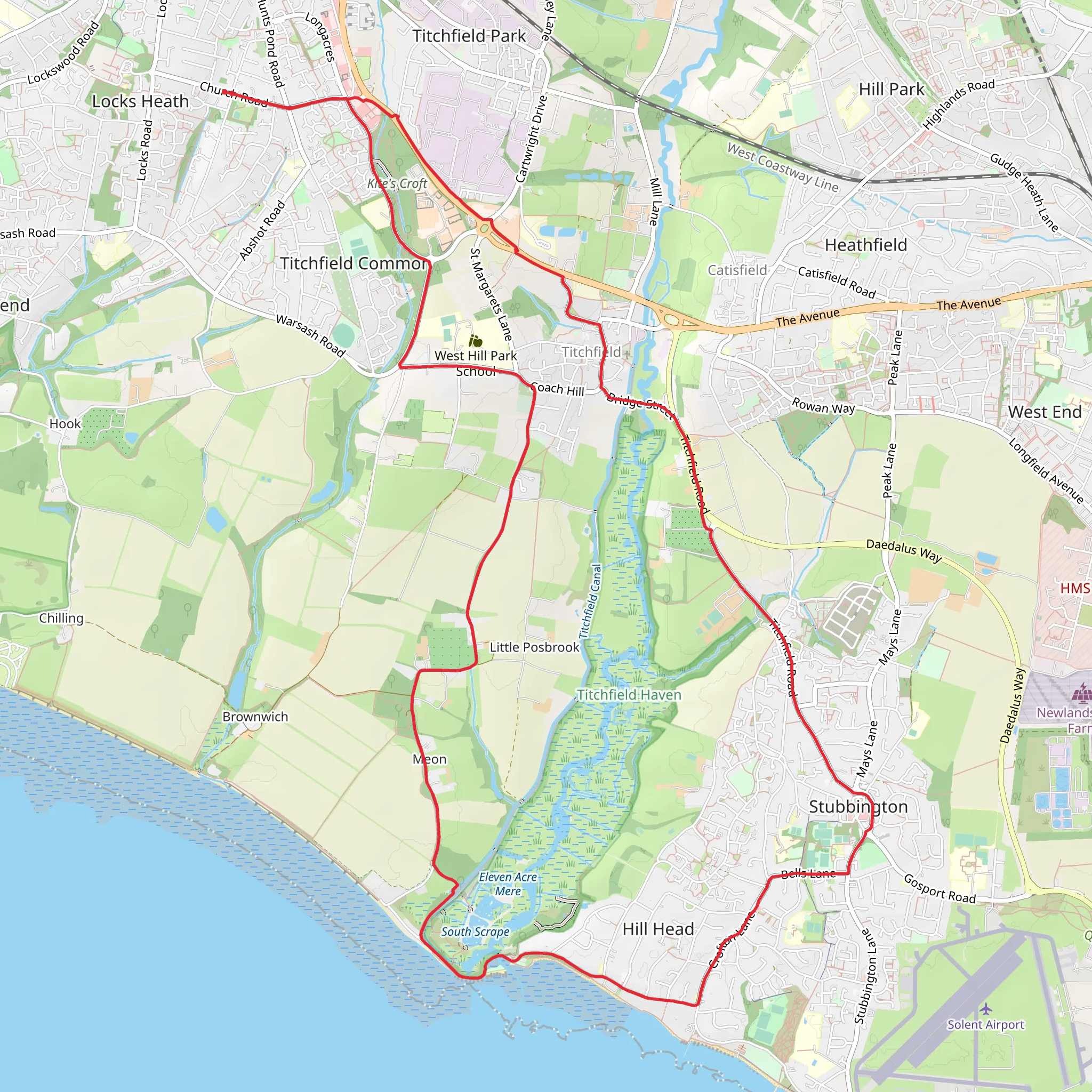 Titchfield Haven and Stubbington Loop mobile static map