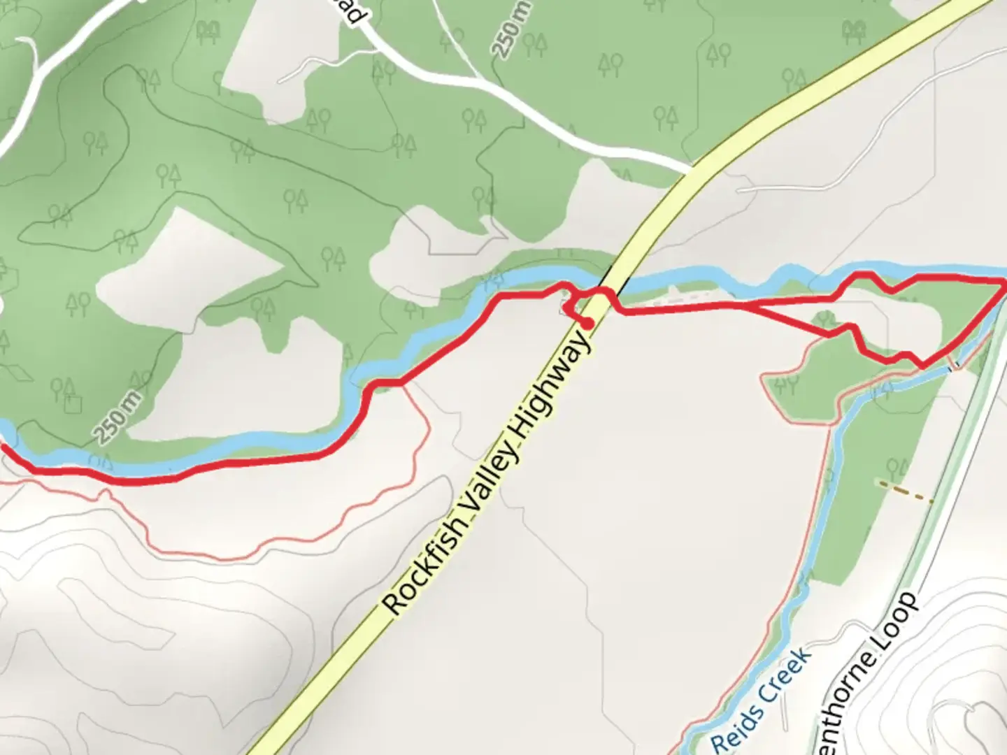 An image depicting the trail South Fork Rockfish River and Rockfish River Trail and its surrounding area.