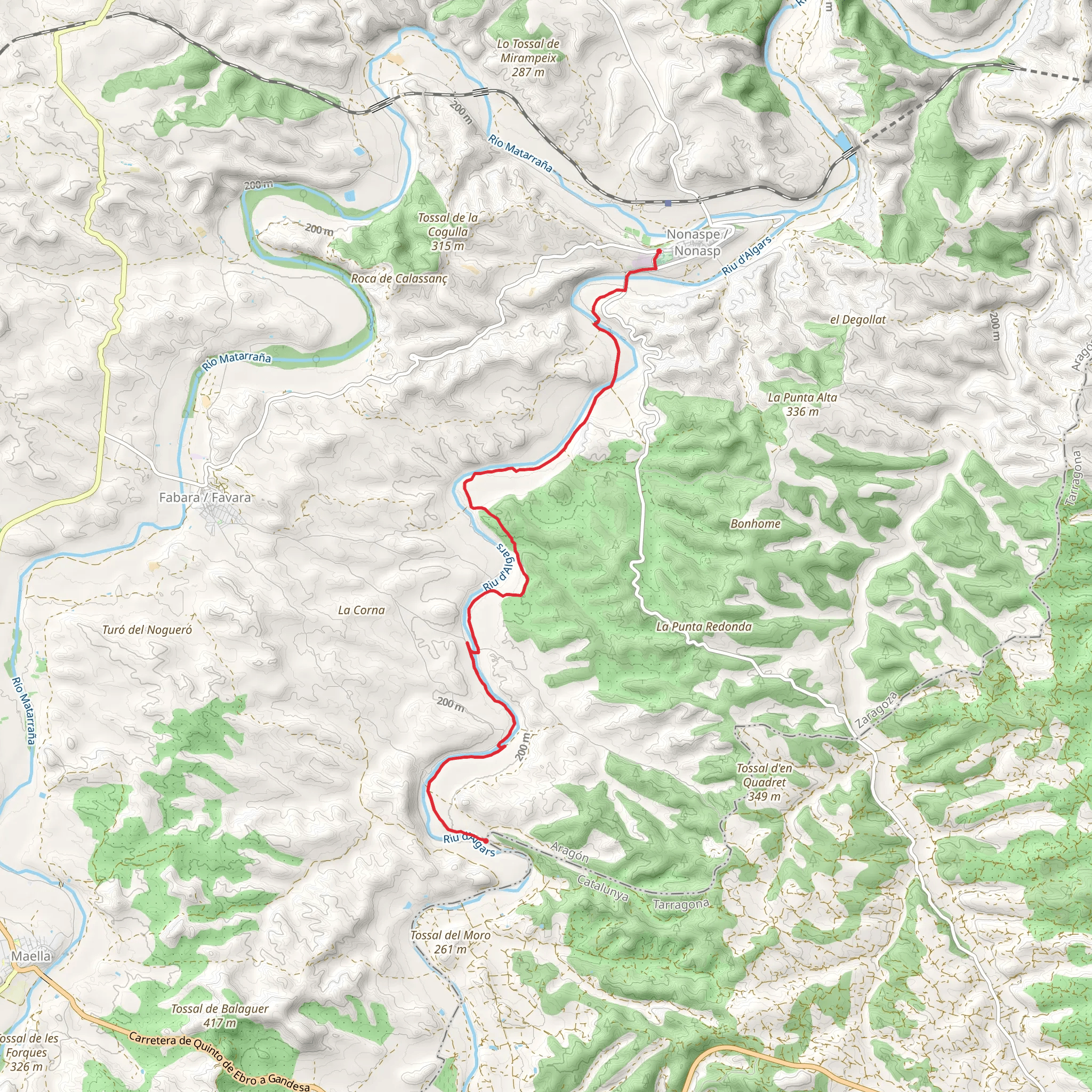 Nonaspe-Pinyeres PR Z 156 mobile static map