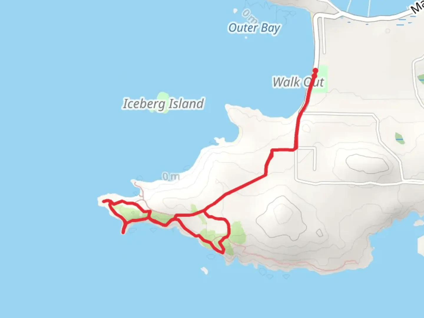 An image depicting the trail Iceberg Point and Iowa Rock Trail and its surrounding area.