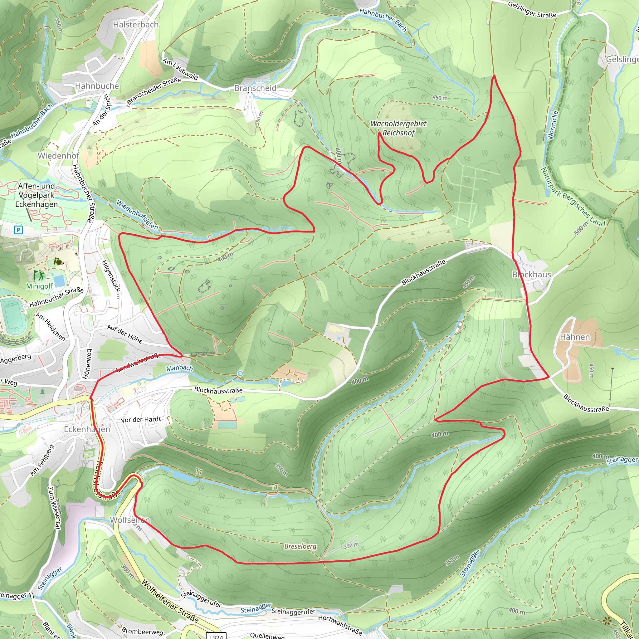 Eckenhagen, Hexentanzplatz and Breselberg Loop mobile static map