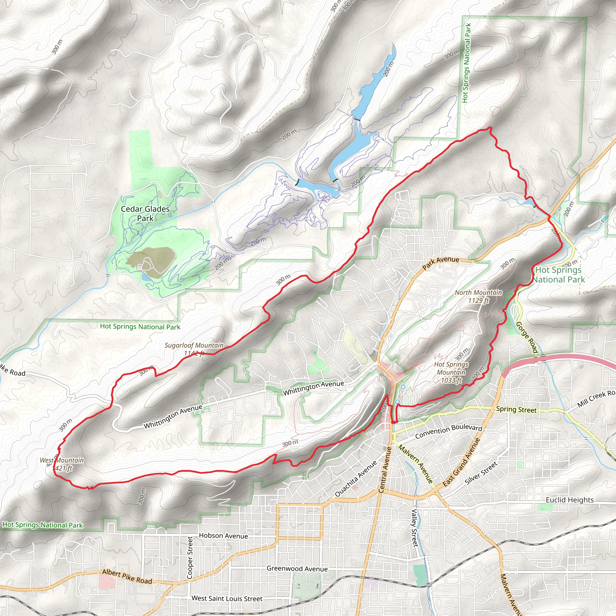 Sugarloaf Mountain via Sunset Trail and Oertel Trail mobile static map