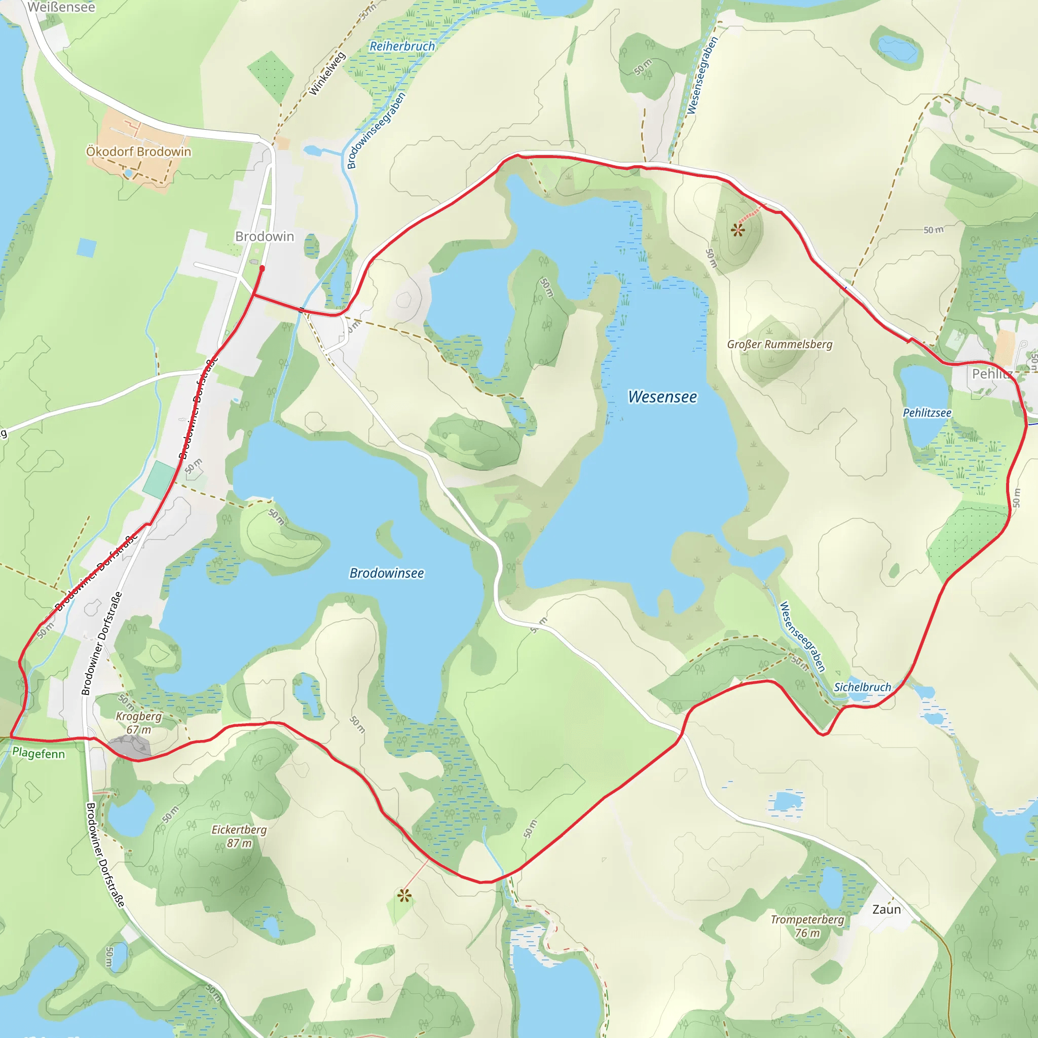 Rundweg Brodowin and Roter Strich mobile static map