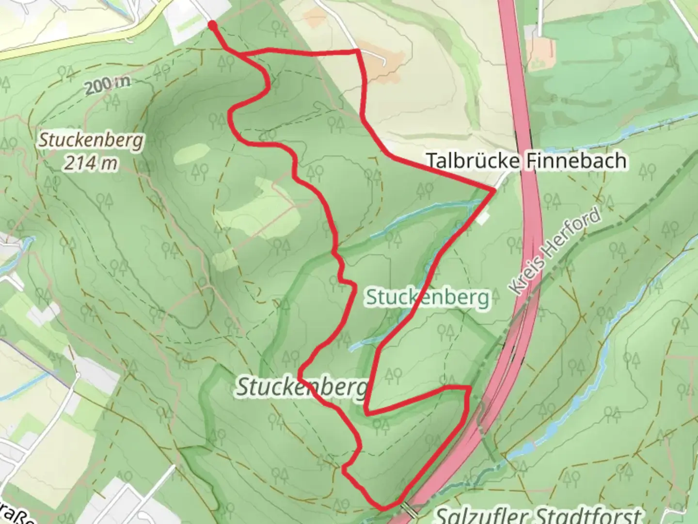 An image depicting the trail Bad Salzuflen Rundweg and its surrounding area.