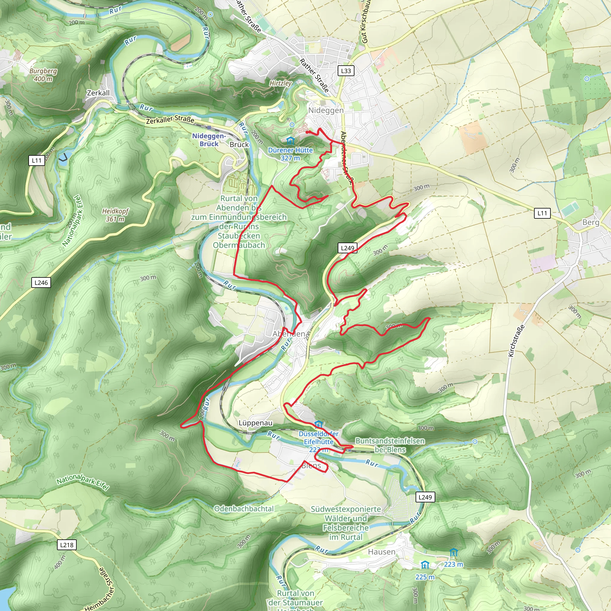 Nideggen and Blens Loop mobile static map