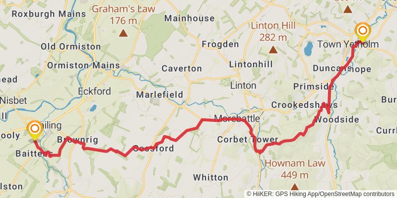 Stranraer to Middleton in Teesdale Walk stage 17 Map