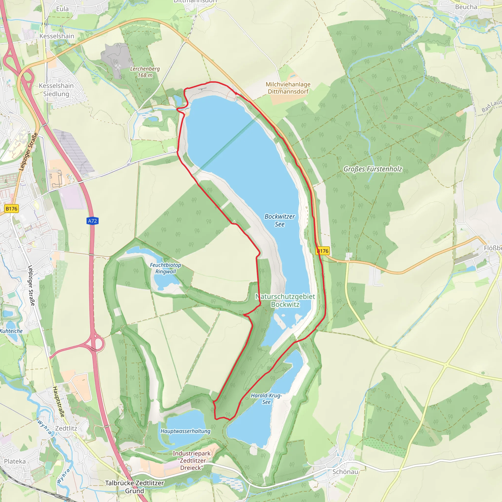 Bockwitzer See and Naturschutzgebiet Bockwitz Loop mobile static map