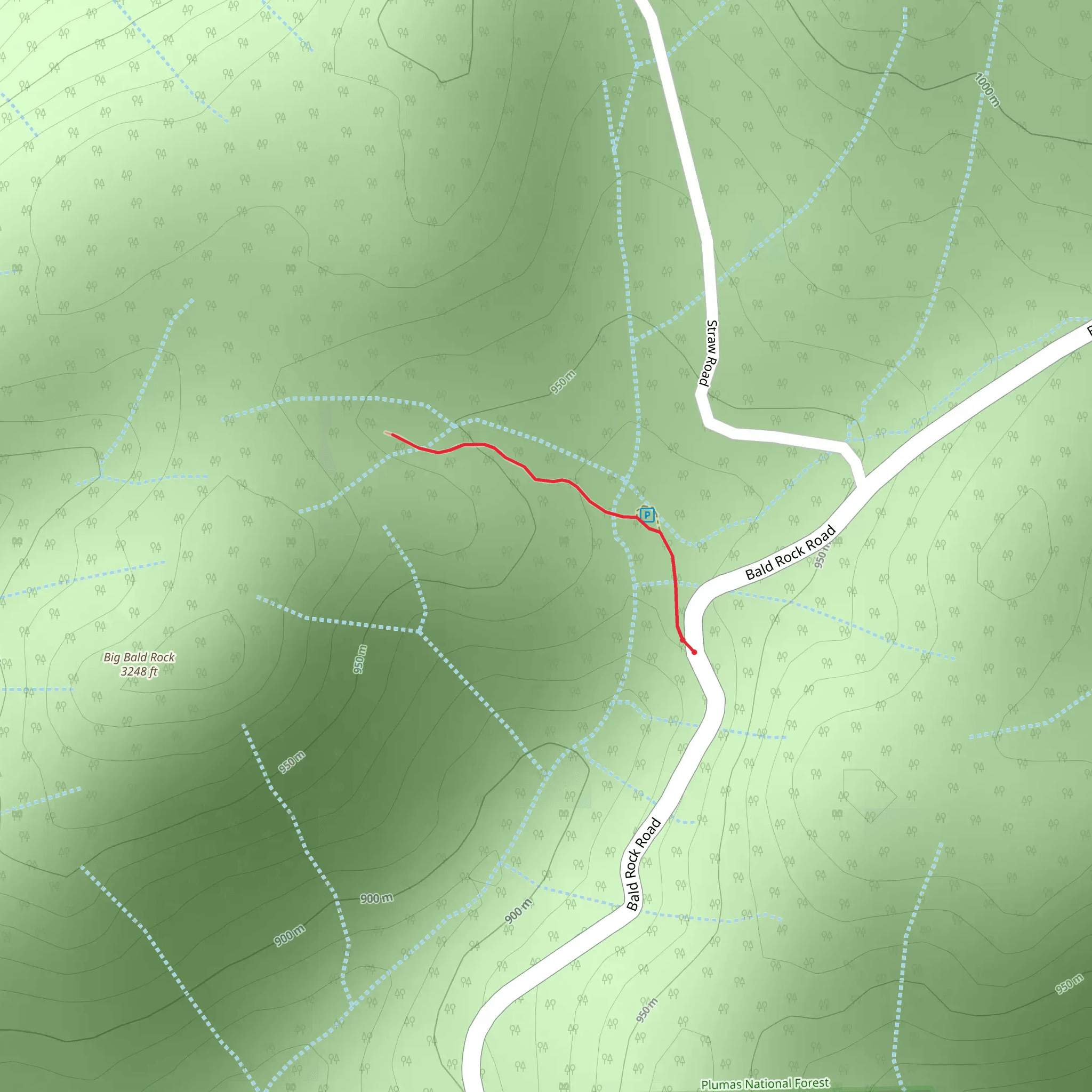 Big Bald Rock Out and Back mobile static map