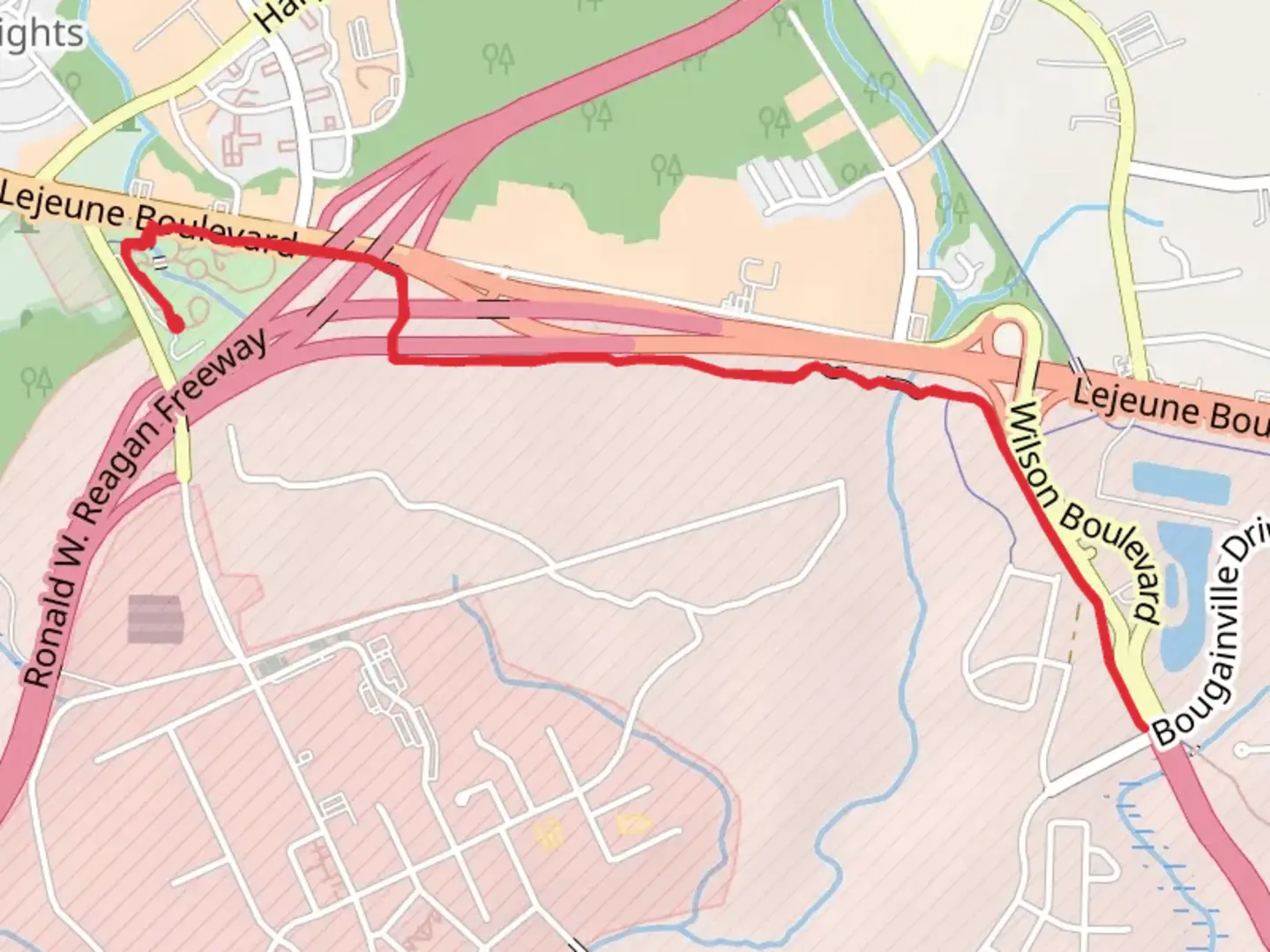 An image depicting the trail Wilson Boulevard via Mountain to Sea Trail and its surrounding area.