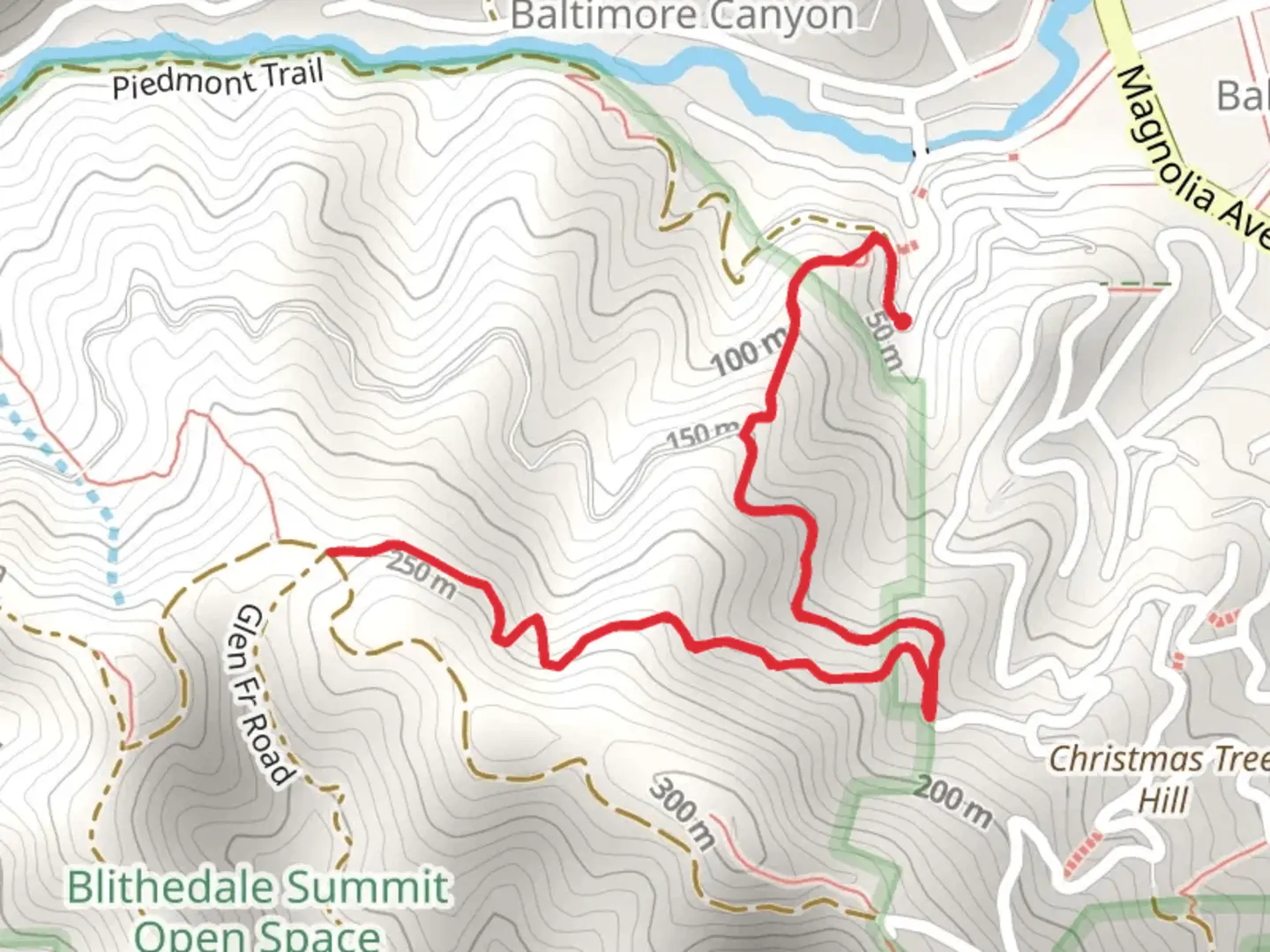 An image depicting the trail Huckleberry Trail from Piedmont Road and its surrounding area.