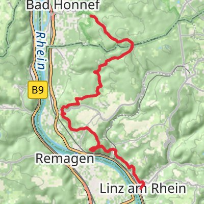 Bad Honnef to Linz Walk mobile static map