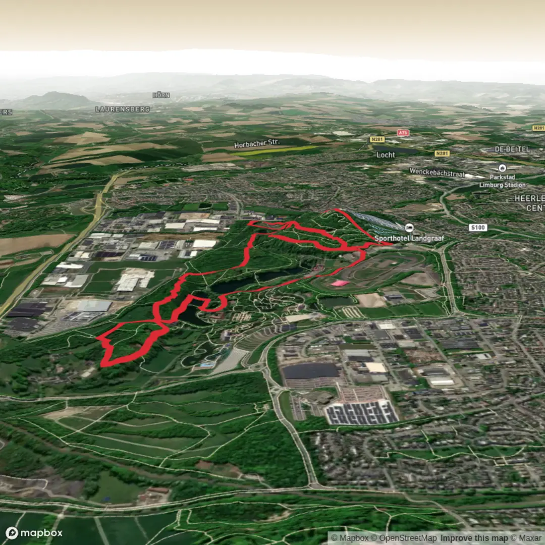 An image depicting the trail Strijthagerbeek via Gravenrode Route and its surrounding area.