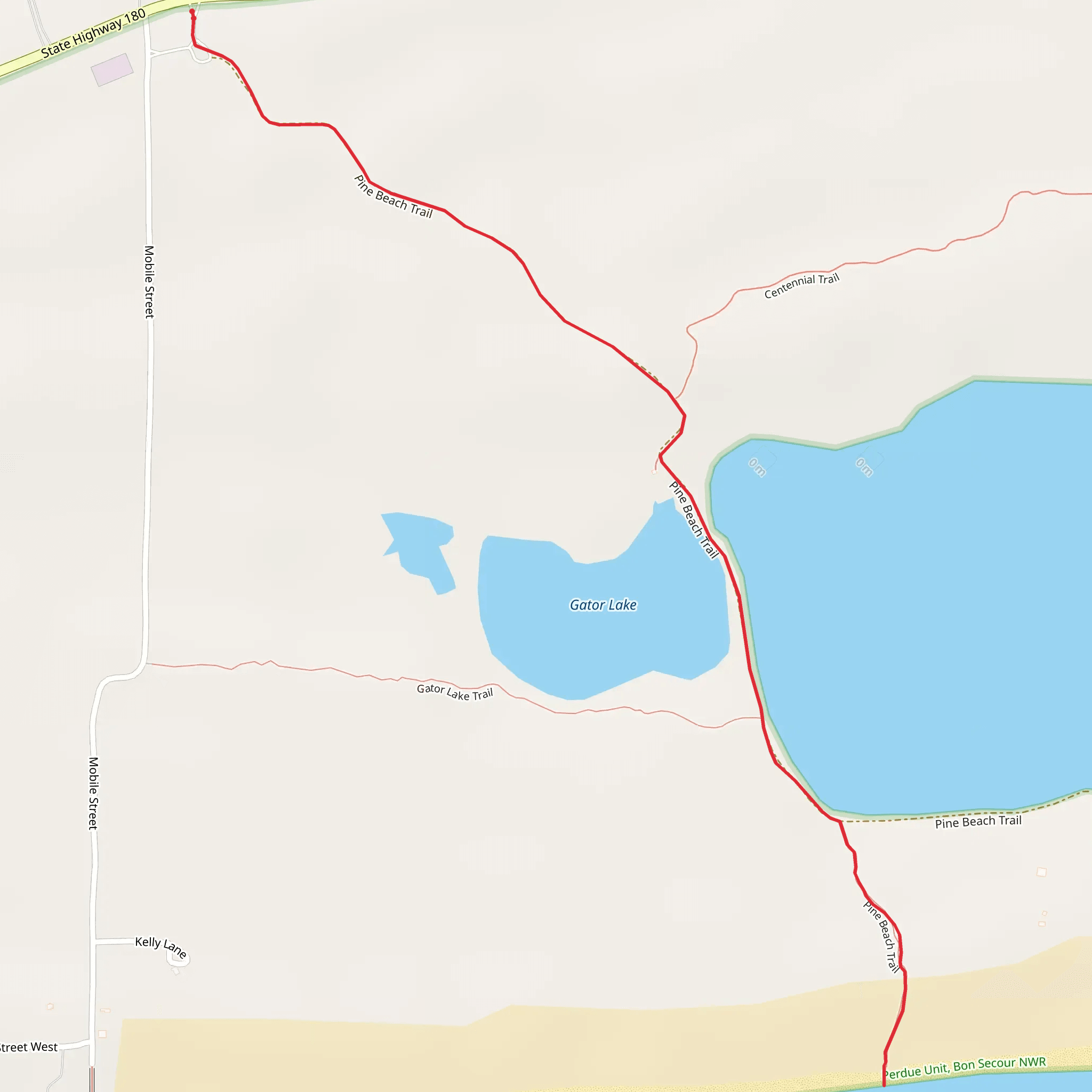 Gator Lake via Pine Beach Road mobile static map