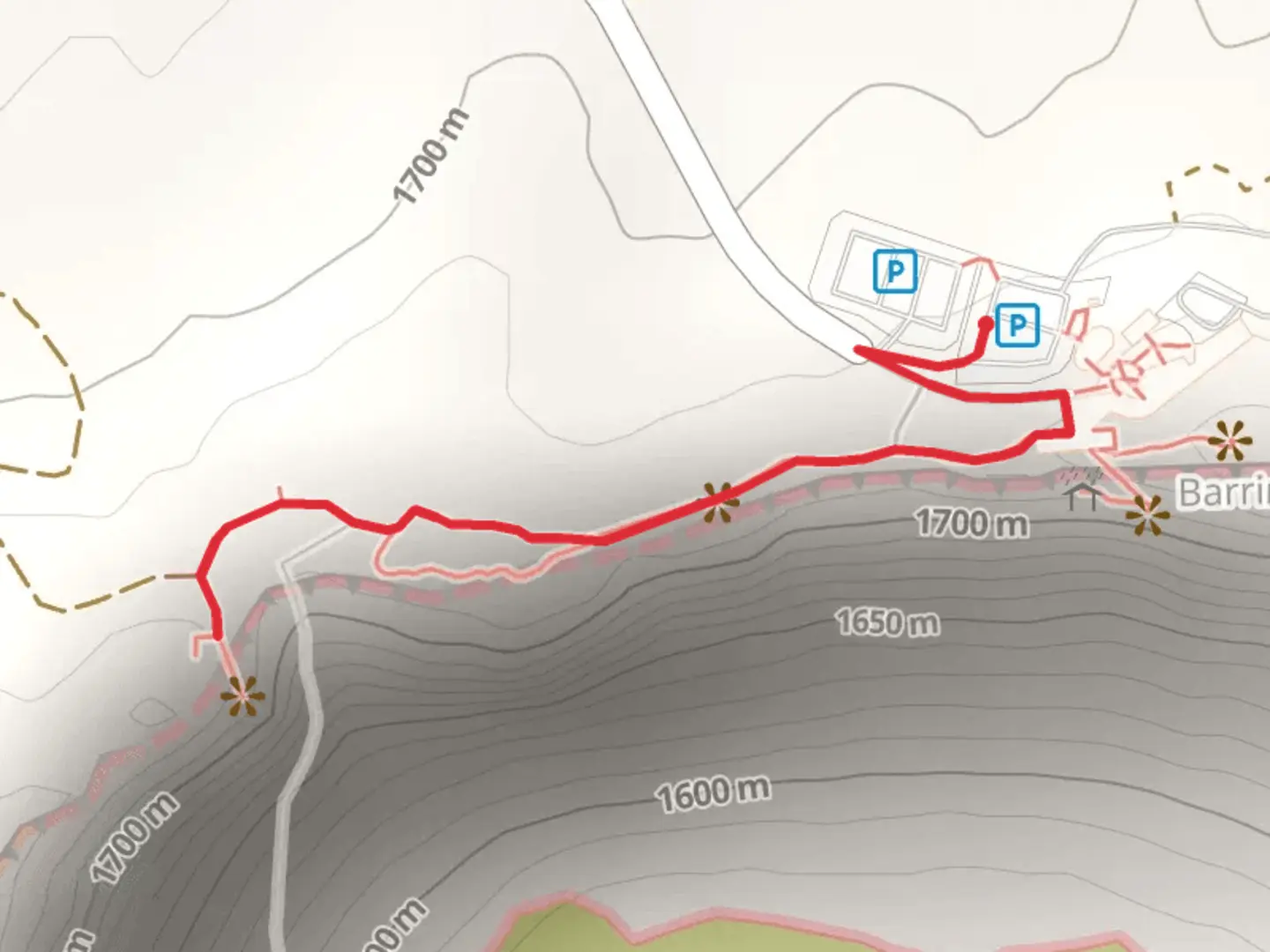 An image depicting the trail Meteor Crater Road and its surrounding area.